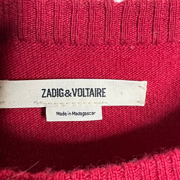 ZADIG & VOLTAIRE Gaby Amour Sweater Wool Cashmere Red Wine Sz S {G19} - Picture 5 of 6